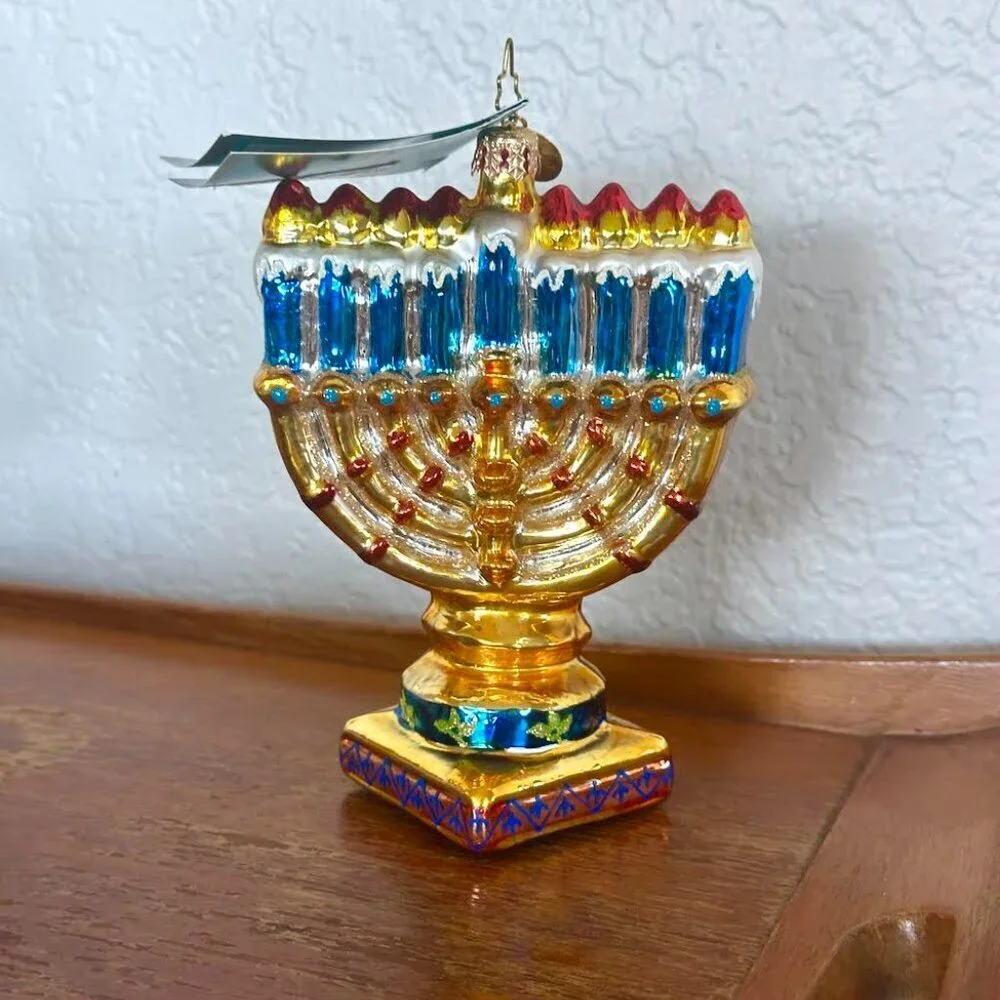 Christopher Radko Miracle of Light Menorah Glass Ornament